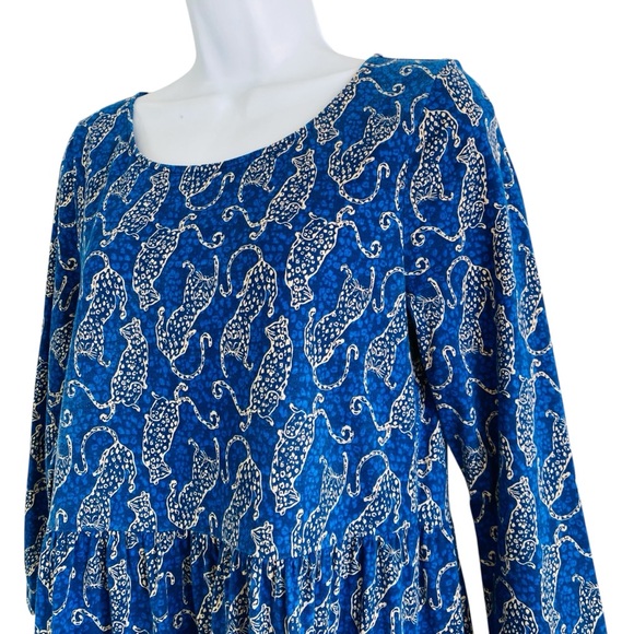 Lily Pulitzer Blue Cheetah Easy To Spot Geanna Swing Dress Size M - Picture 3 of 7